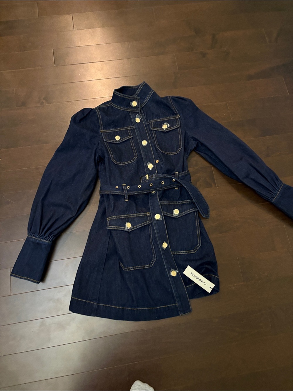 Commence Dark Indigo Denim Belted Jacket Dress
